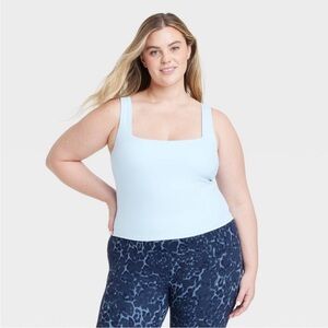 All in Motion square neck tank sky blue